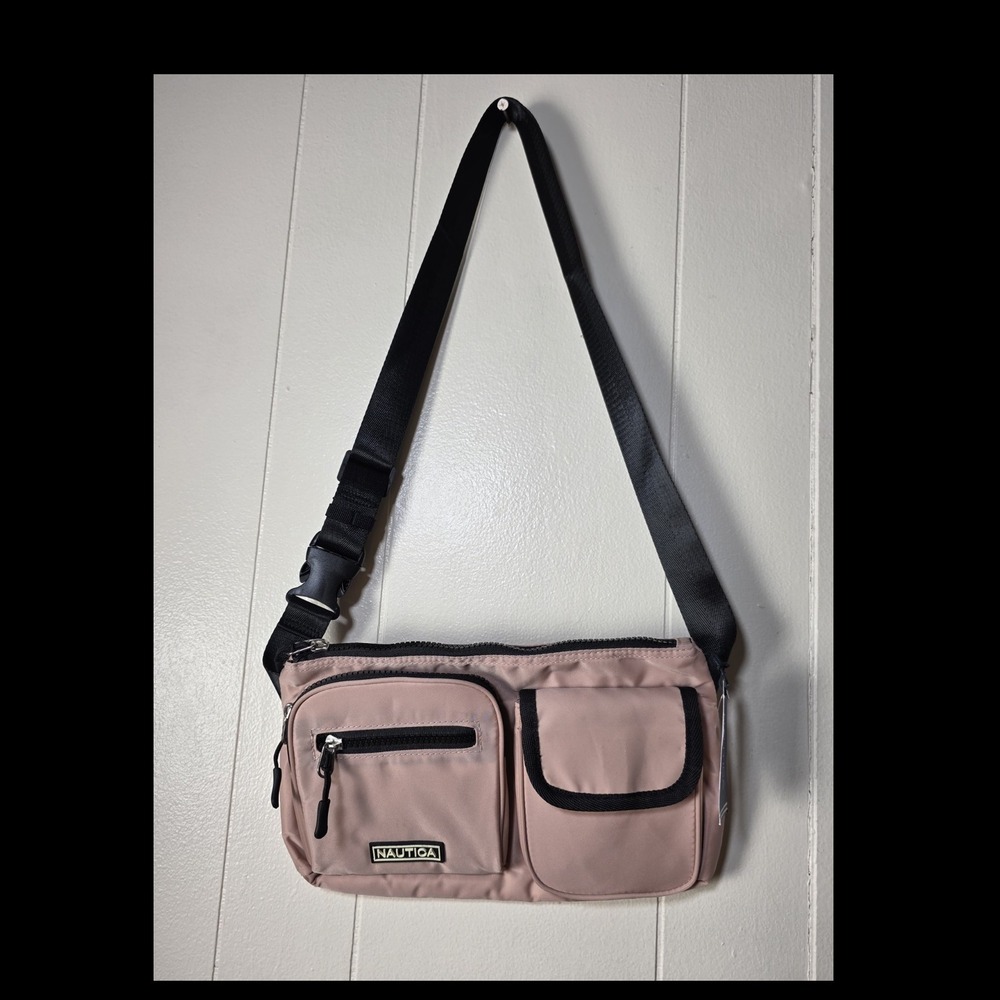 NAUTICA Pink Nylon Crossbody Utility Bag Adjustable Strap NWT
